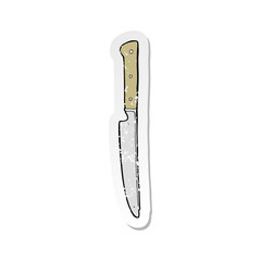 retro distressed sticker of a cartoon kitchen knife