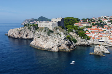 Fototapeta na wymiar Dubrovnik, old town - the Fort Lovrijenac - view from the city walls