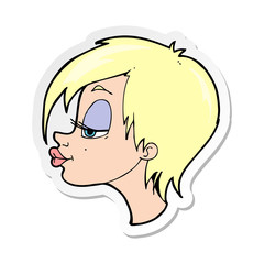 sticker of a cartoon pretty woman