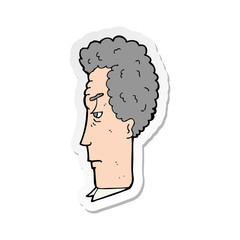 sticker of a cartoon grey haired man