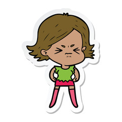 sticker of a cartoon angry woman