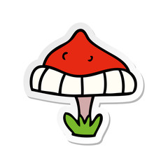 sticker cartoon doodle of a single toadstool