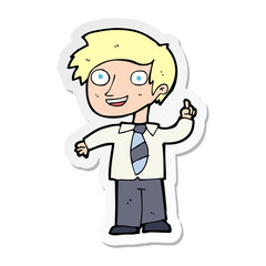 sticker of a cartoon school boy with idea