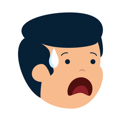 young sad man sweating character