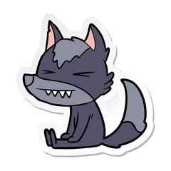 sticker of a angry wolf cartoon
