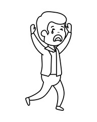 young sad man crying character