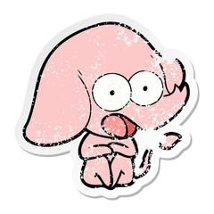distressed sticker of a cute cartoon elephant