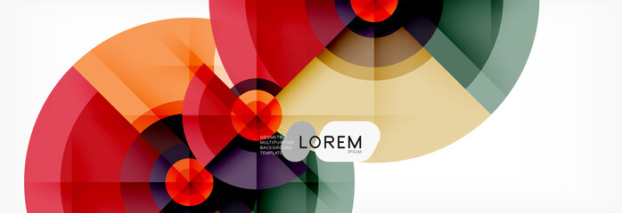 Obraz premium Minimal geometric circles and triangles abstract background, techno modern design, poster template