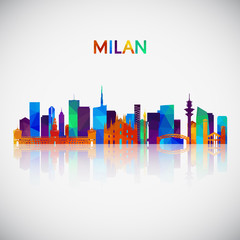 Fototapeta premium Sylwetka panoramę Mediolanu w kolorowym stylu geometrycznym. Symbol Twojego projektu. Ilustracji wektorowych.