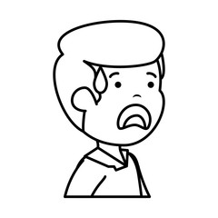 young sad man sweating character