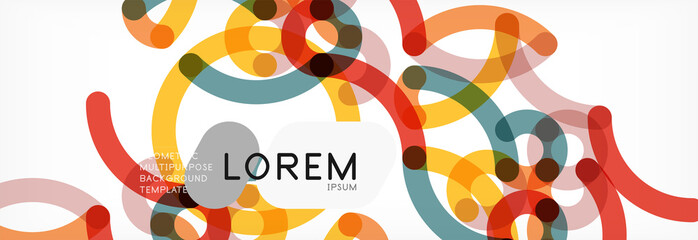 Curly lines abstract background, color overlapping linear texture