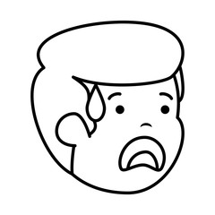 young sad man sweating character