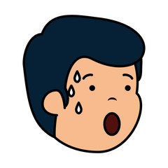 young sad man sweating character