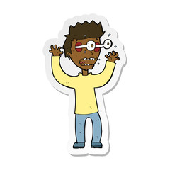 Fototapeta premium sticker of a cartoon terrified man