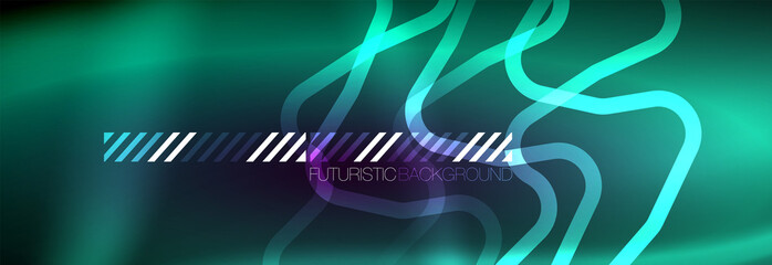 Glowing neon abstract lines, techno futuristic template