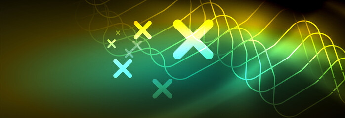 Shiny neon lights background, techno design, modern wallpaper for your project