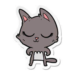sticker of a calm cartoon cat