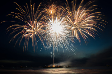 Annual summer fireworks event at Scheveningen beach in Den Haag on 11th August by Austria
