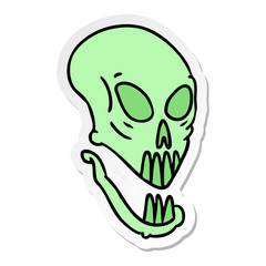 sticker cartoon doodle of a skull head