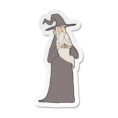 sticker of a cartoon old wizard