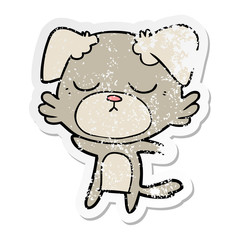 distressed sticker of a cute cartoon dog