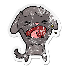 distressed sticker of a cute cartoon dog barking