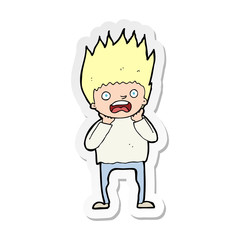 sticker of a cartoon man panicking
