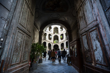 NAPLES, ITALY - JANUARY 24, 2019 - Sanfelice Palace in the rione Sanit&agrave; was built in 1724 by the architect Ferdinando Sanfelice