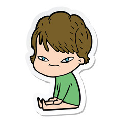 sticker of a cartoon happy woman