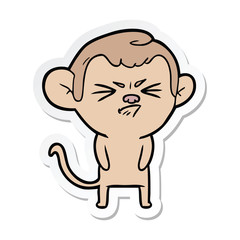 sticker of a cartoon annoyed monkey