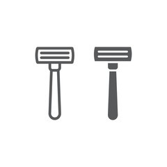 Razor line and glyph icon, barber and blade, shaver sign, vector graphics, a linear pattern on a white background.