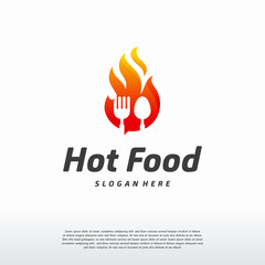 Fire Food logo template, Hot Food Logo designs concept vector