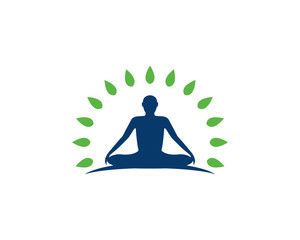Meditation yoga logo template vector icon design 