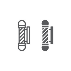 Barber pole line and glyph icon, salon and sign, barber shop sign, vector graphics, a linear pattern on a white background.