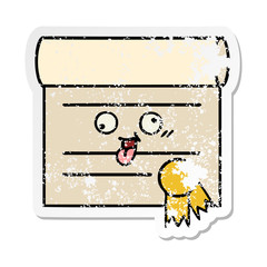 distressed sticker of a cute cartoon certificate