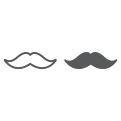 Mustache line and glyph icon, barber and hairstyle, moustache sign, vector graphics, a linear pattern on a white background.