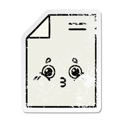 distressed sticker of a cute cartoon sheet of paper