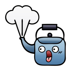 gradient shaded cartoon steaming kettle