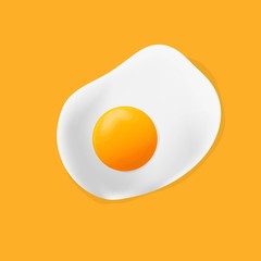 Fried egg. Fried egg flat icon. Fried egg closeup