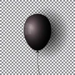 Black Balloon. Transparent isolated air ball.