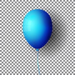 Bright blue air balloon isolated on transparent background