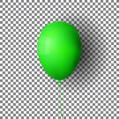 Green realistic balloon. Green ball isolated on a transparent background