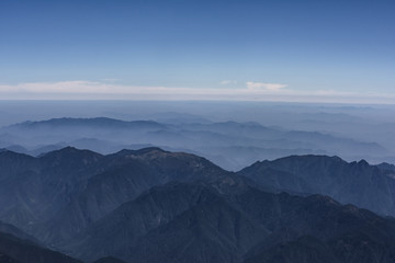 Fototapeta na wymiar haze and layers of mountain landscape
