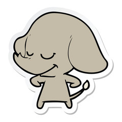 sticker of a cartoon smiling elephant