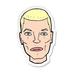 sticker of a cartoon serious male face