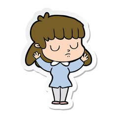 sticker of a cartoon indifferent woman