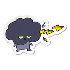 sticker of a cartoon raincloud character shooting lightning