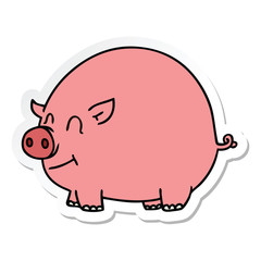 sticker of a quirky hand drawn cartoon pig