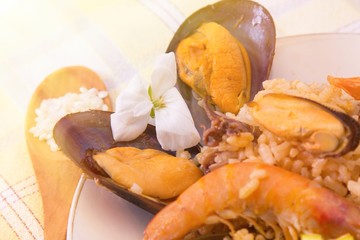 Tasty seafood dish – Paella a la marinera