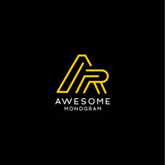 Letters AR logo initial. Modern, abstract, and minimal letter logo